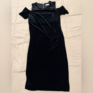 Calvin Klein Chic Black Velvet Midi Dress